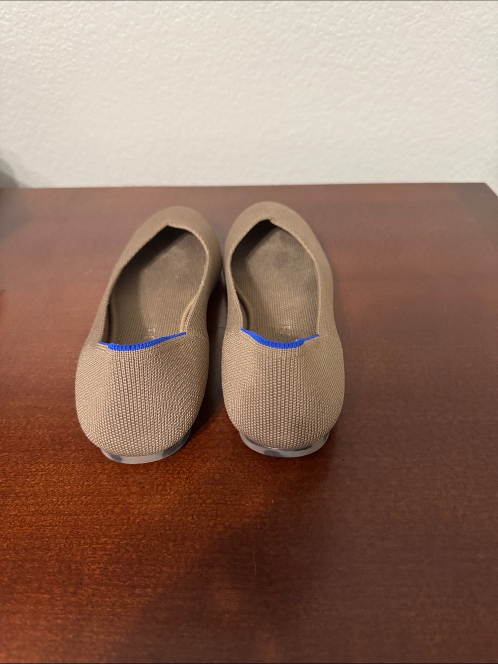 Rothy's Portobello Taupe Riund Flats with Blue Trim - Picture 2 of 6